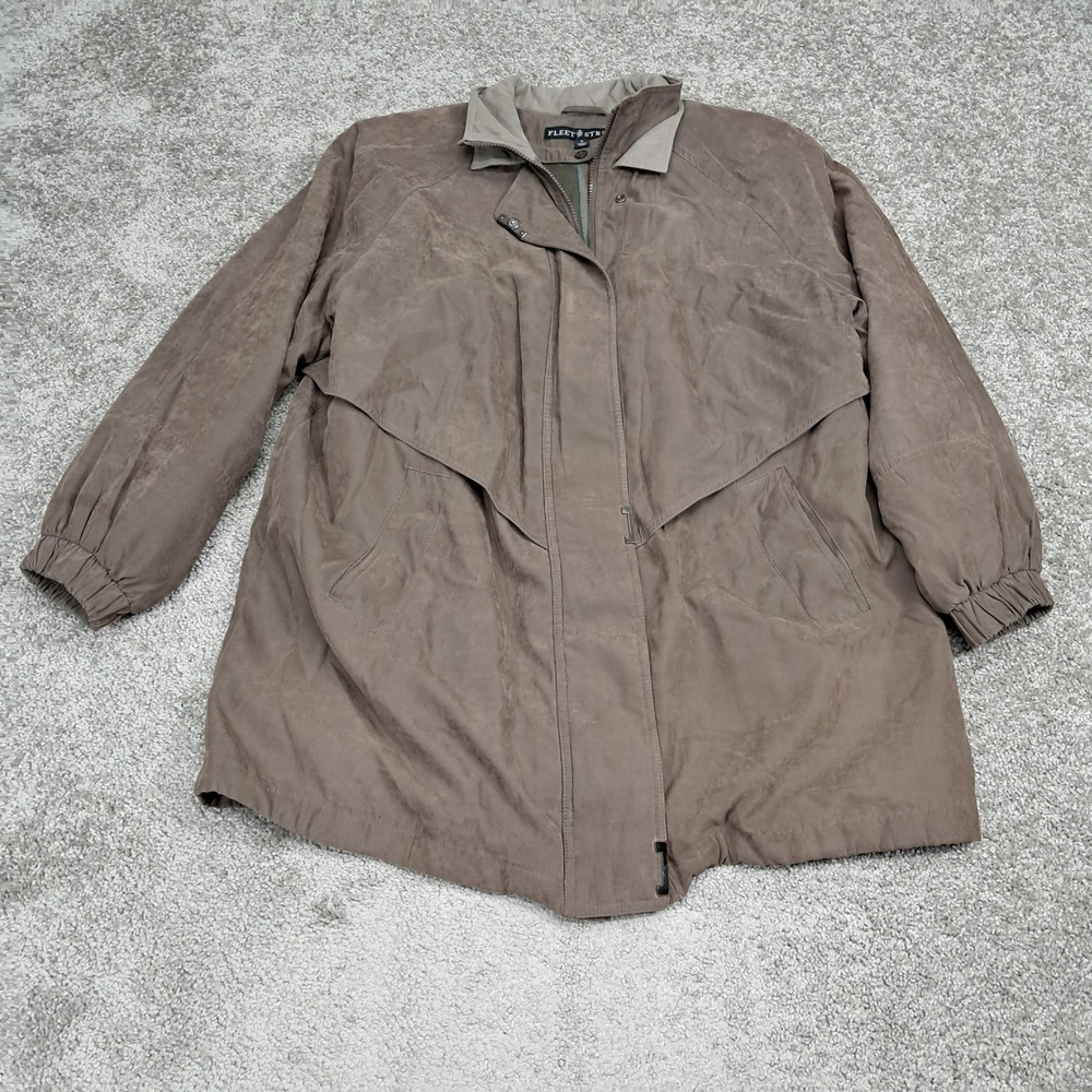 Fleet Street Mens Brown Microfiber Full Zip Field Jacket Size‎ 1X RN50411